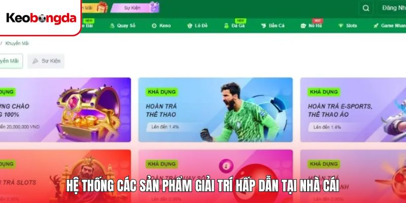 Hệ thống các sản phẩm giải trí hấp dẫn tại nhà cái