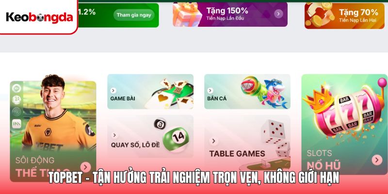 Topbet - Tận Hưởng Trải Nghiệm Trọn Vẹn, Không Giới Hạn